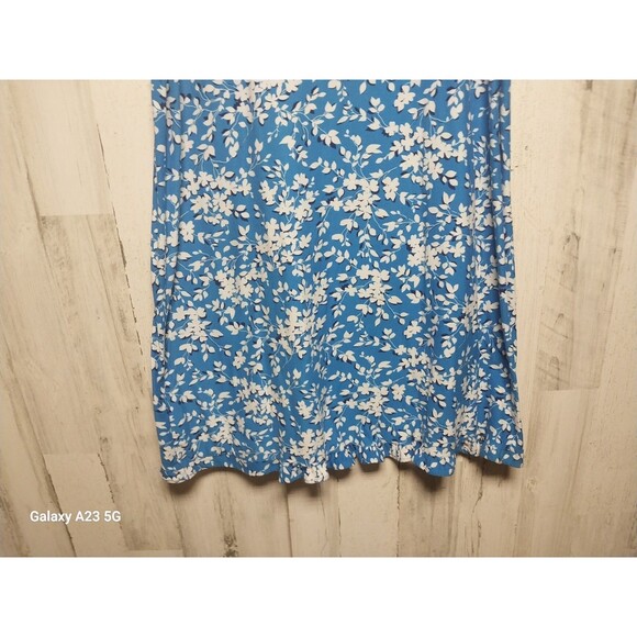 Draper James Reese Witherspoon Ruffle Nightie Dress PJs Blue Shadow Floral L/XL - Picture 2 of 6